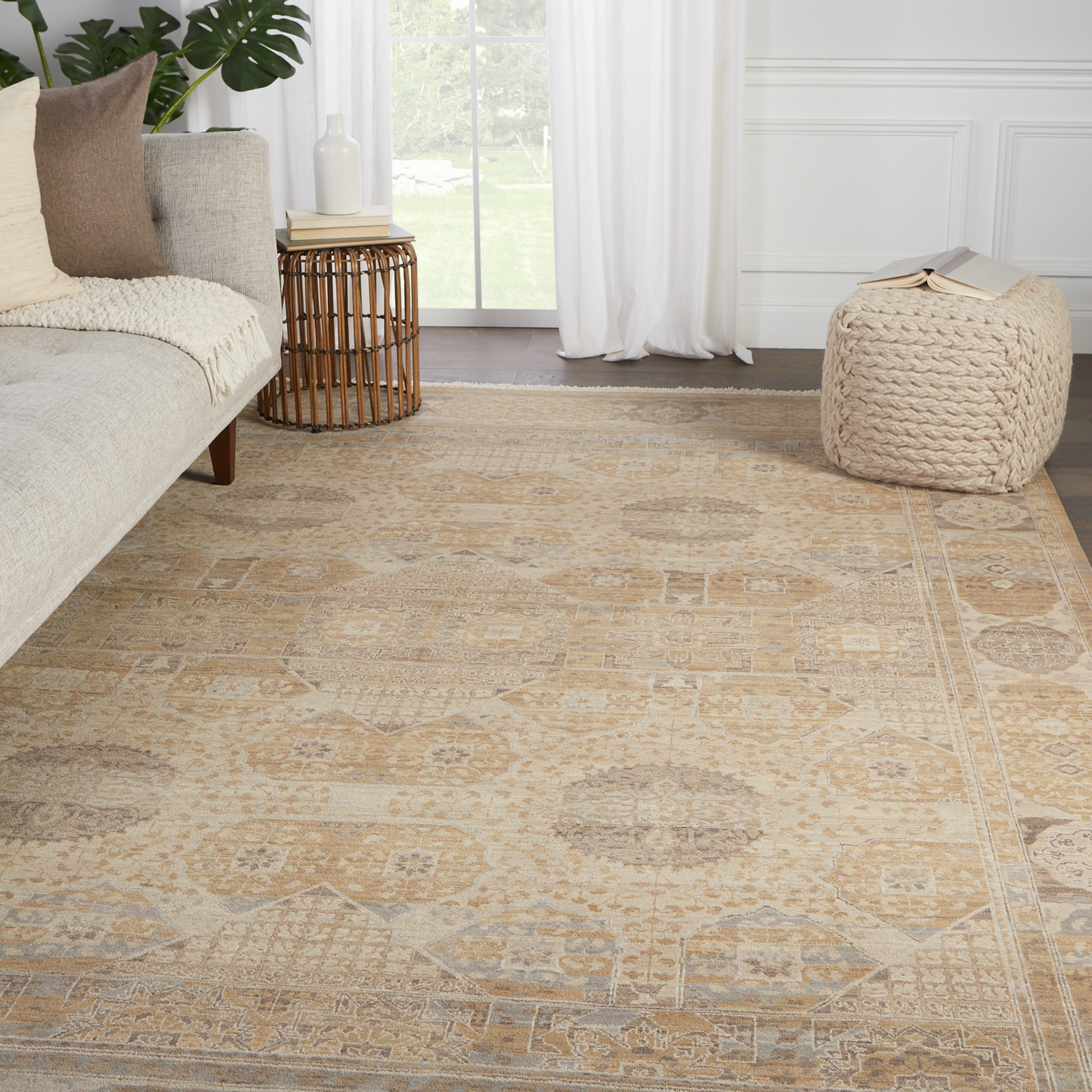Jenny Jones by Levant Hand-Knotted Medallion Beige/ Light Gray Area Rug (8'X10') - Image 4