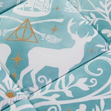HARRY POTTER(TM) Magical Damask Comforter, Full/Queen, Mystic Mint - Image 1