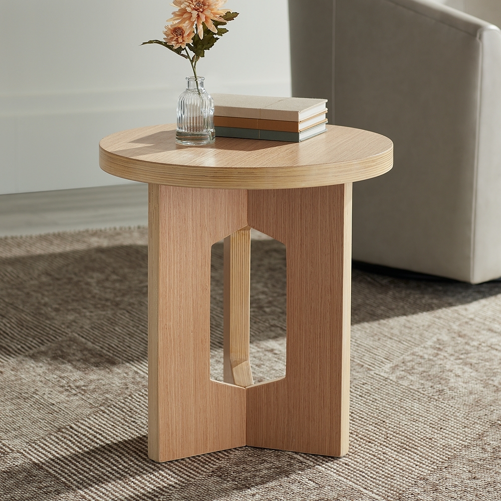 Studio 55D Lutebrand 19" Wide Light Wood Side Table - Image 0