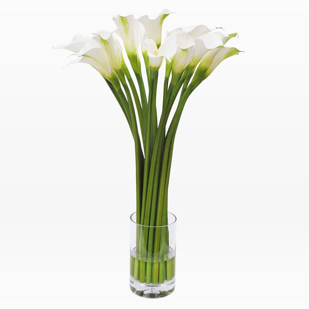 Faux Calla Lily in Cylinder Vase, White - Image 0