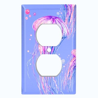 Metal Light Switch Plate Outlet Cover (Jelly Fish Pink Party Lavender  - Single Duplex) - Image 0