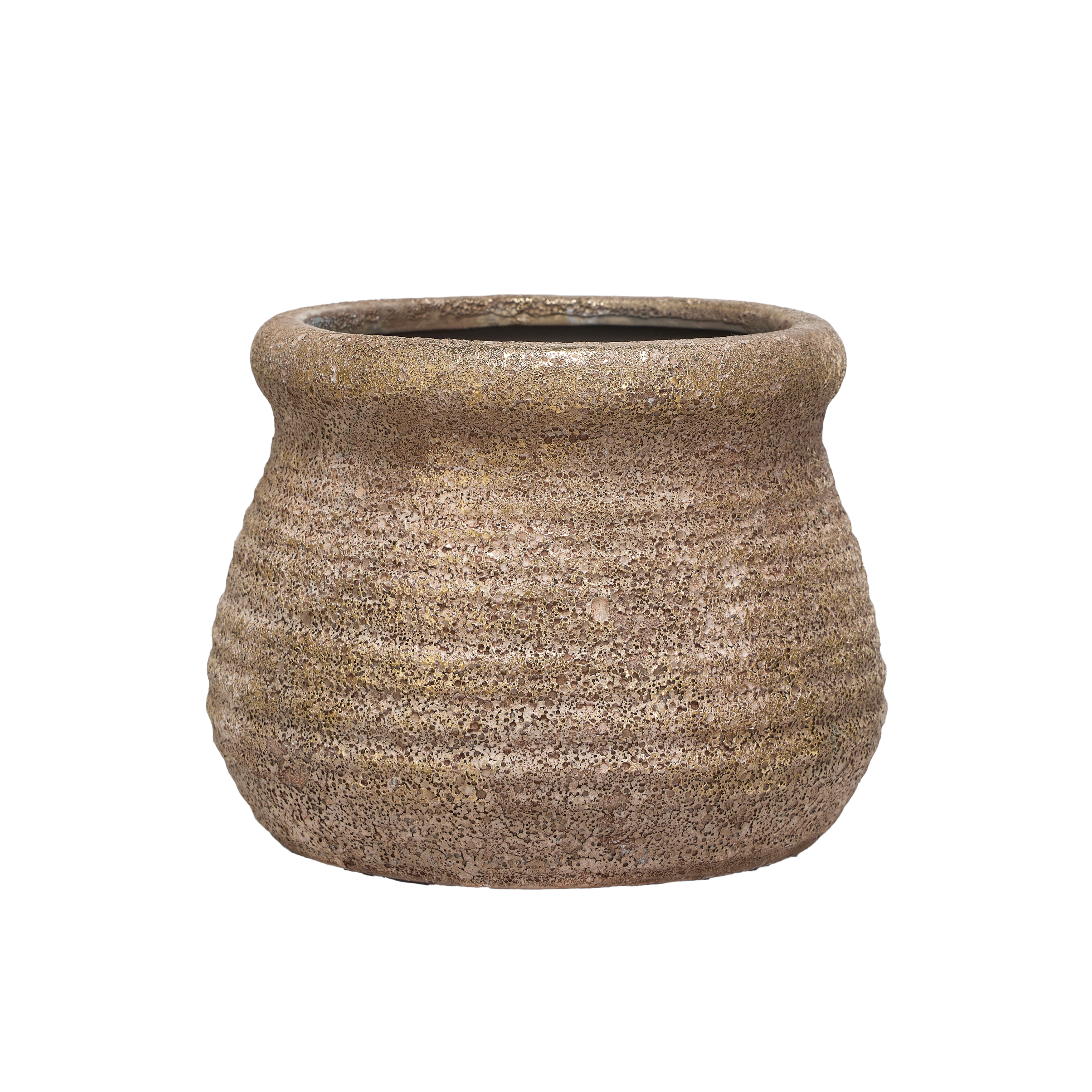 Round Volcano Terra-cotta Planter, Gold - Image 0
