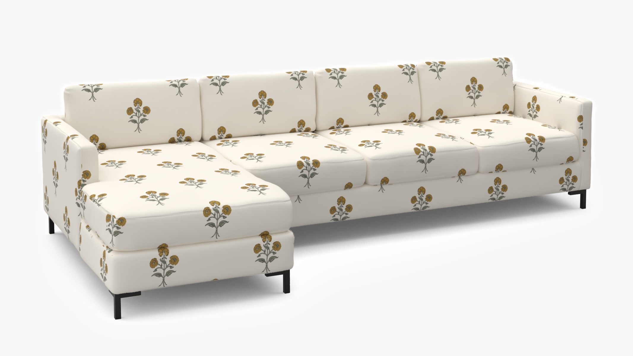 Modern Sectional, Left Facing, Marigold Delphine, Chrome L Leg - Image 1
