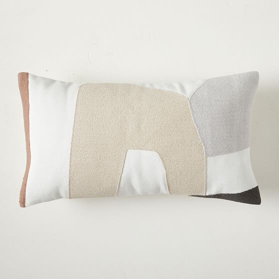 Modern Art Pillow Cover, 12"x21", Neutral - Image 0