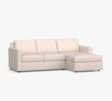 Sanford Square Arm Upholstered Right Arm Sofa with Chaise Sectional, Polyester Wrapped Cushions, Performance Heathered Tweed Pebble - Image 2