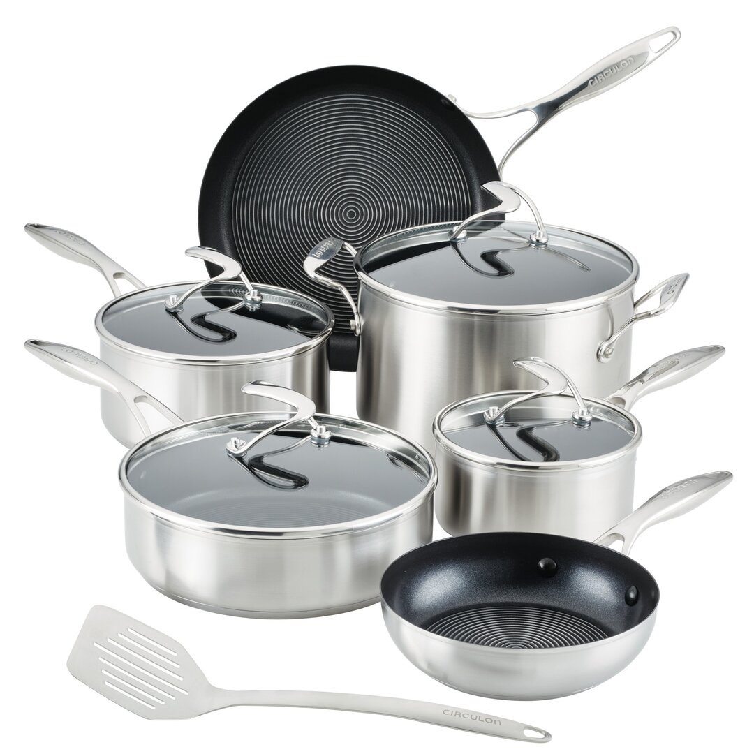 Circulon Circulon Stainless Steel Induction Cookware Set with SteelShield Hybrid Stainless and Nonstick Technology, 11 piece - Image 0