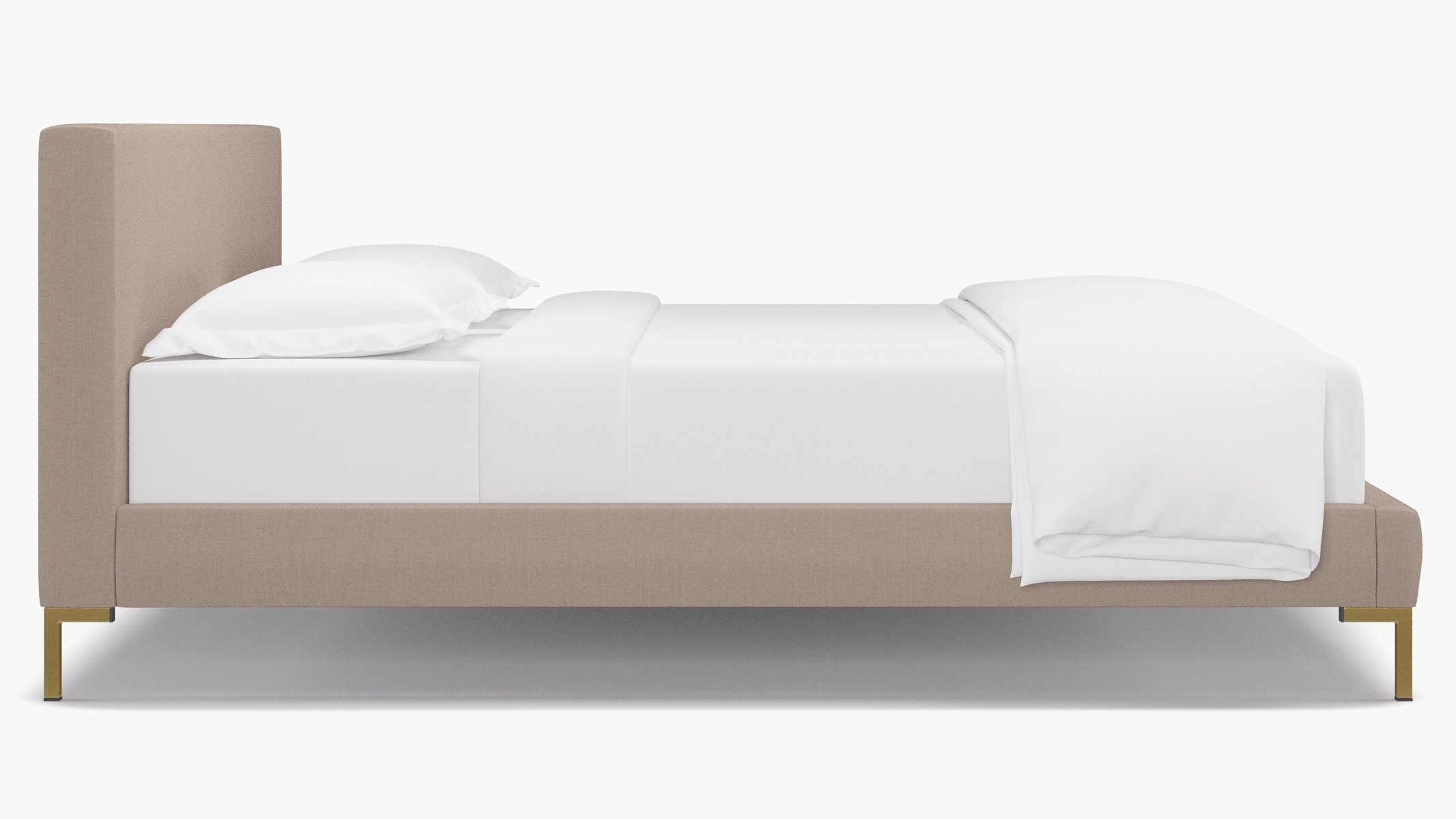 Modern Platform Bed, Husk Everyday Linen, Brass, King - Image 2