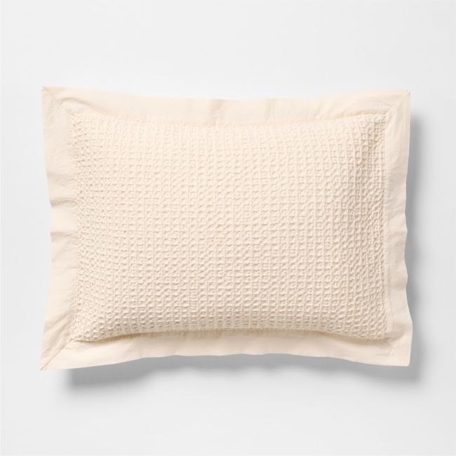 Organic Cotton Waffle Undyed Standard Bed Pillow Sham - Image 0