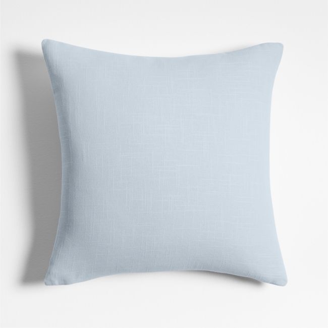 Organic Cotton Monogrammable 20"x20" Sky Blue Throw Pillow with Down-Alternative Insert - Image 0