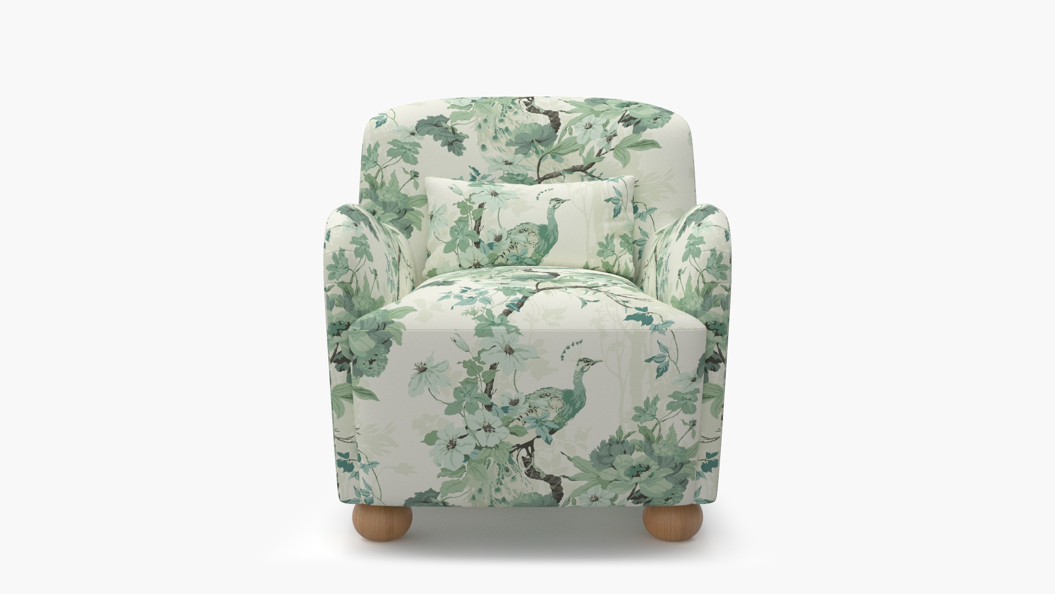 Club Chair, Jade Peacock Park, Natural Bun Foot - Image 0
