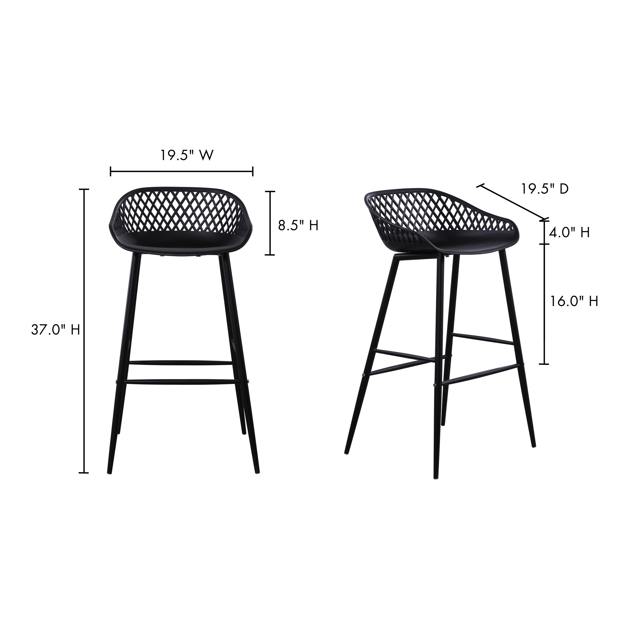 Piazza Outdoor Barstool Black - Set Of Two - Image 6