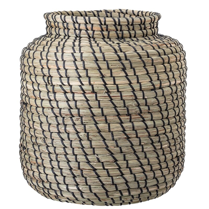 Bloomingville Black & Beige Handwoven Seagrass Basket - Image 0