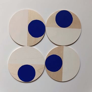 Moonrise Wood Coasters, Cobalt, Set of 4 - Image 1