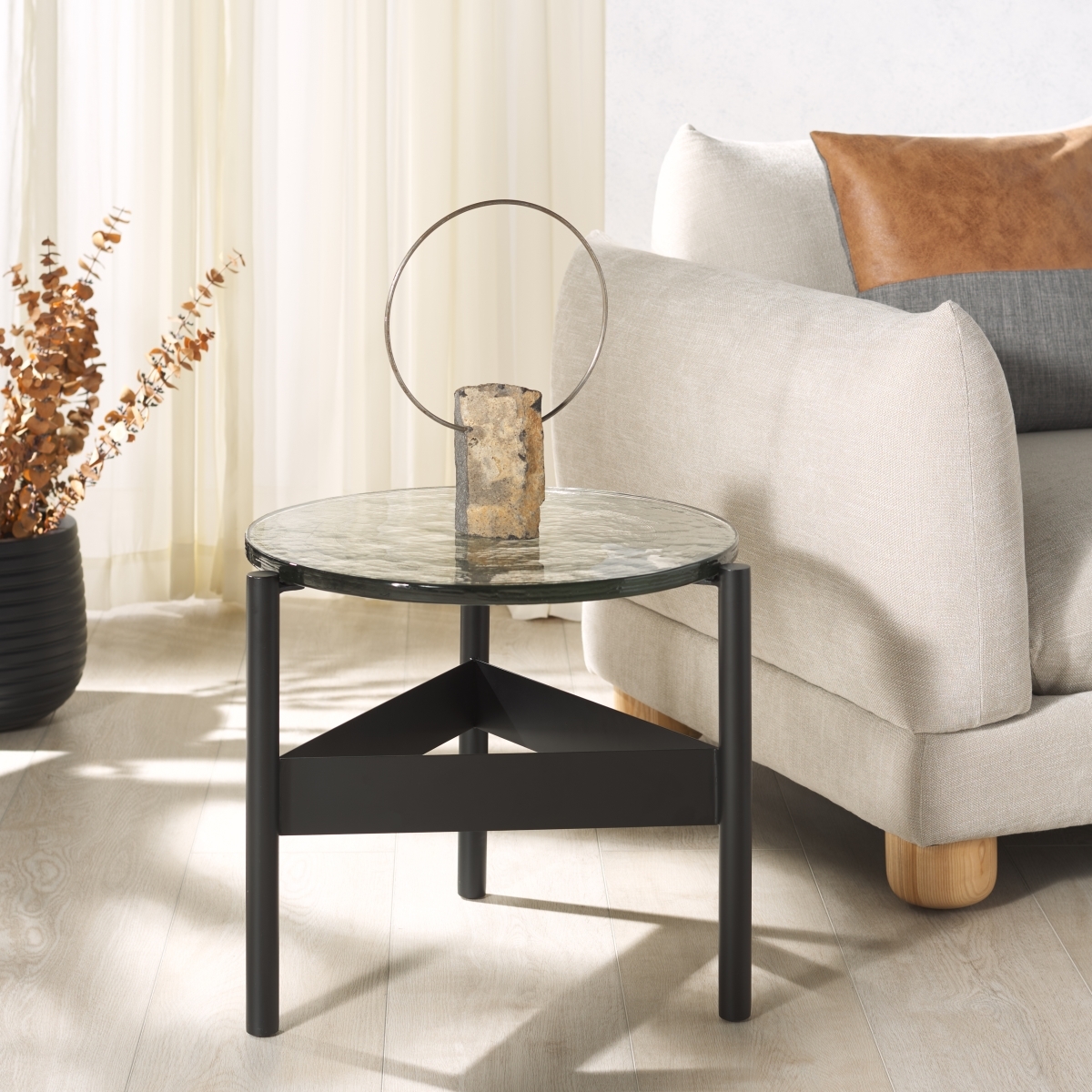 Rozalia Cast Glass Accent Table - Black/Clear - Image 1