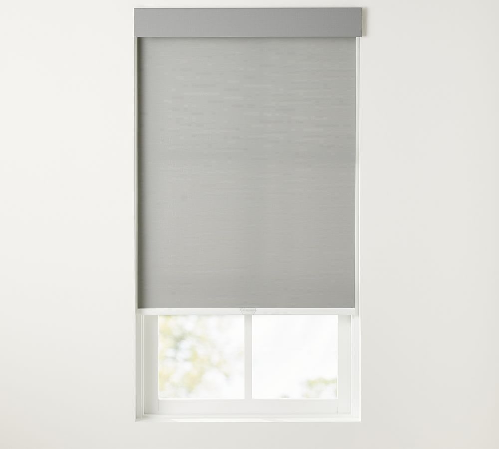 Custom Solar 1% Openness Cordless Roller Shade, Pewter, 25 x 66" - Image 0