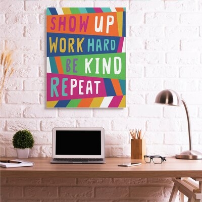Show Up Work Hard Phrase Pop Stripe Pattern - Image 0