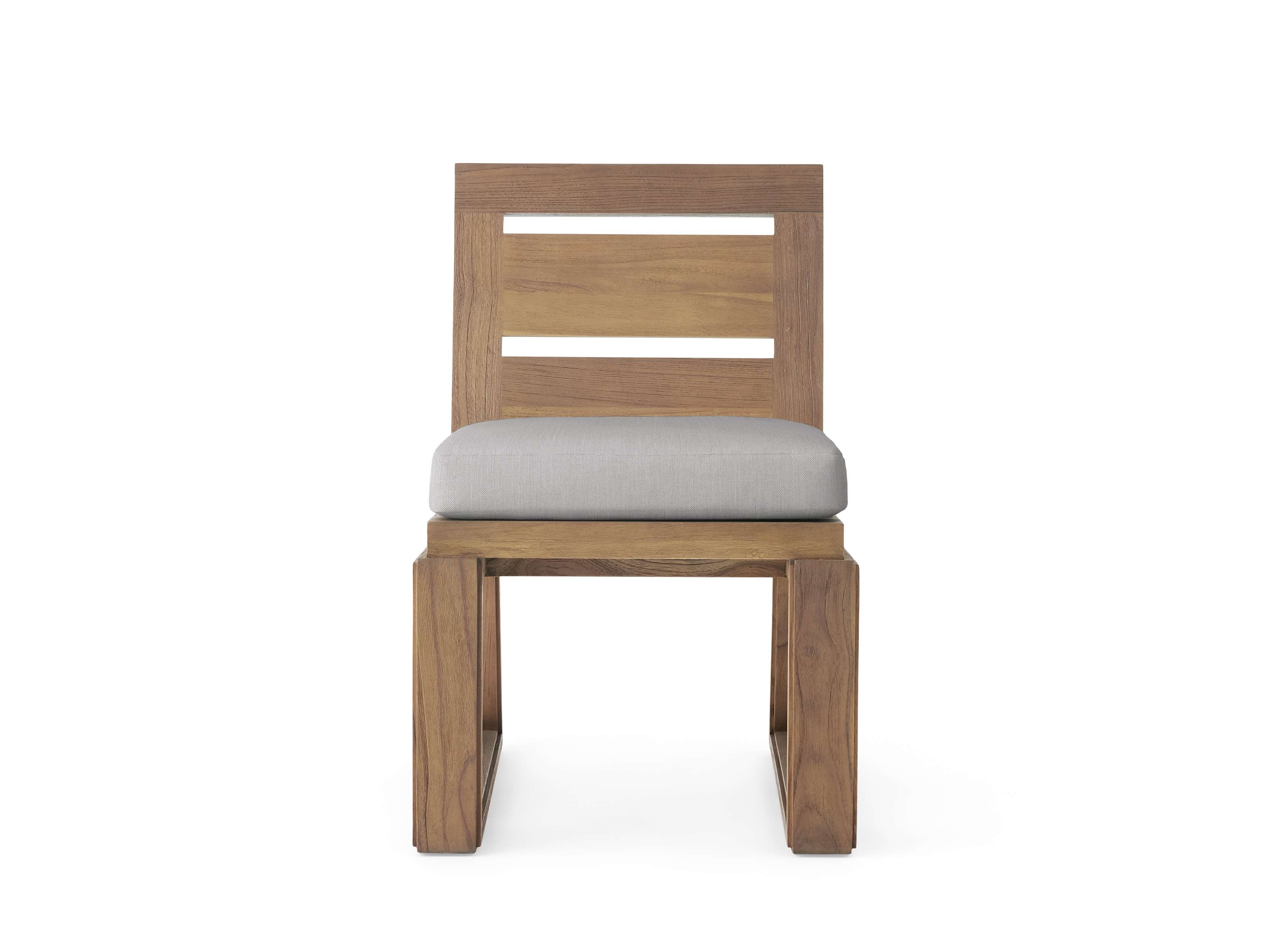 Canyon Outdoor Dining Side Chair Teak in Natural  Rosemount Dove/Weathered Fawn - Image 0