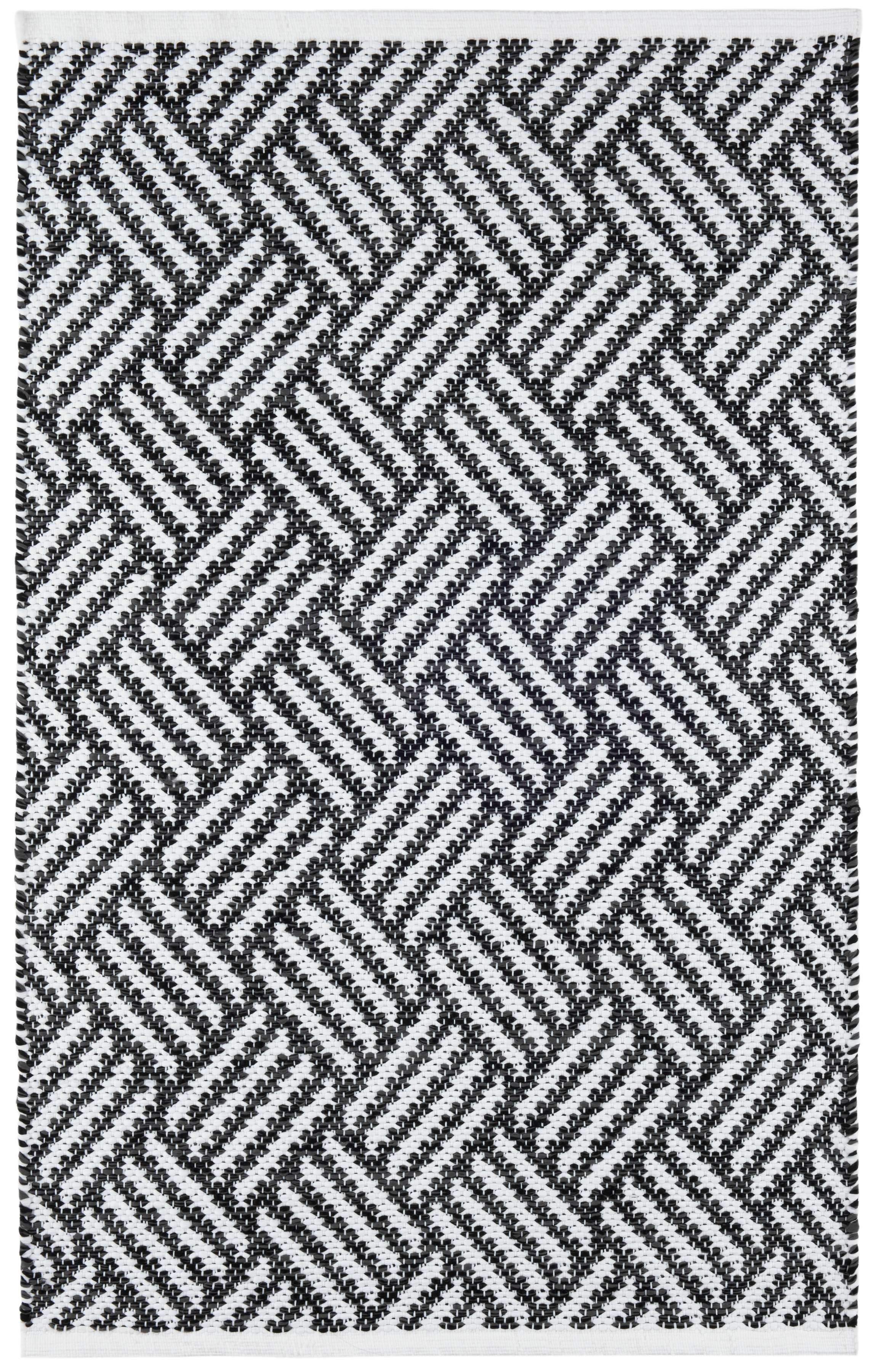 Crisscross Black Handwoven Indoor/Outdoor Rug - Image 0