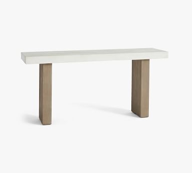 Pomona 65" Concrete & FSC(R) Acacia Console Table, White Speckle & Gray - Image 1