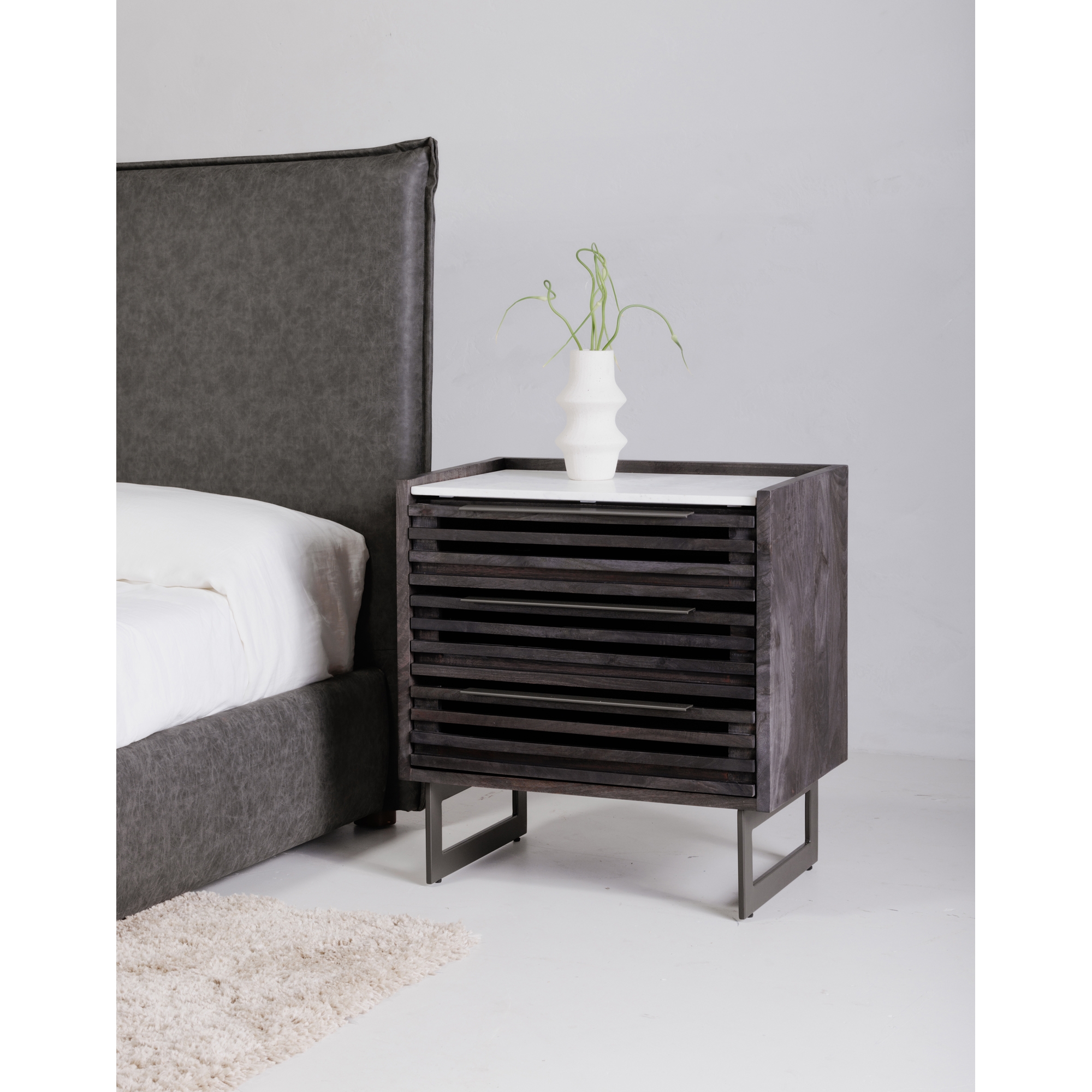 Paloma 3 Drawer Nightstand Charcoal Grey - Image 9