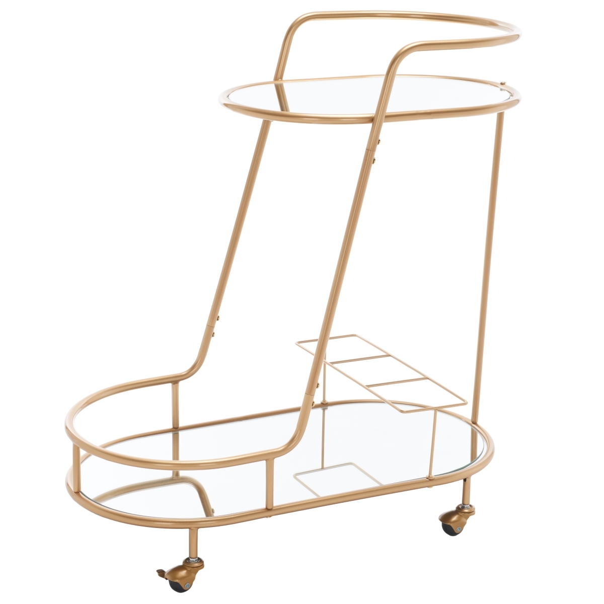 Midas 2 Tier Oval Bar Cart - Gold / Mirror - Safavieh - Image 7