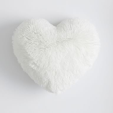 Fluffy Heart Lumbar Pillow, 16" x 12", White - Image 0