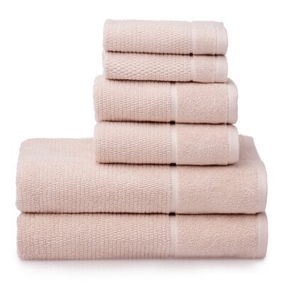 Luxury Textured 6 Piece Turkish Cotton Bath Towel Set - Image 0