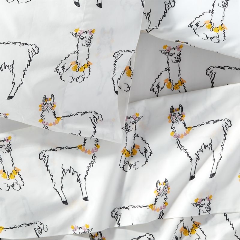 Peruvian Travel Organic Cotton Llama Kids Queen Sheet Set - Image 3