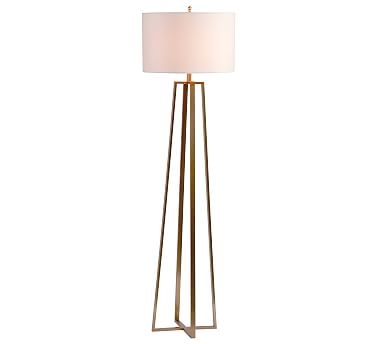 Carter Metal 58" Floor Lamp, Champange Brass with Ivory Shade - Image 0