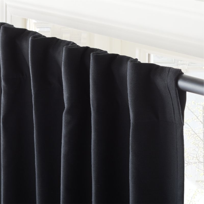 Basketweave Black Blackout Window Curtain Panel 48"x84'' - Image 3