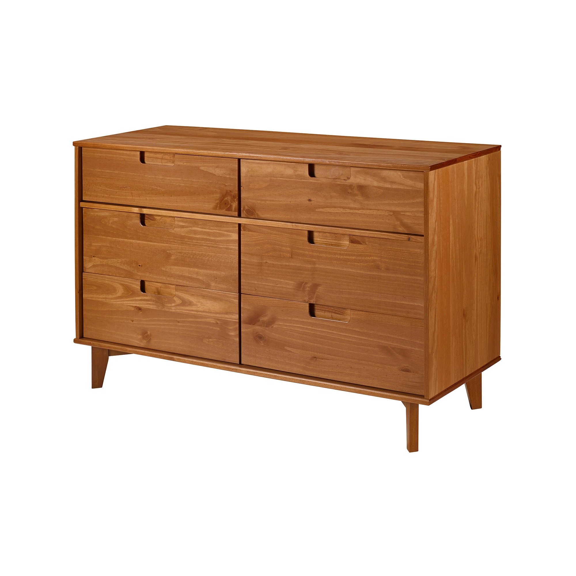 Sloane 6 Drawer Groove Handle Wood Dresser - Caramel - Image 1