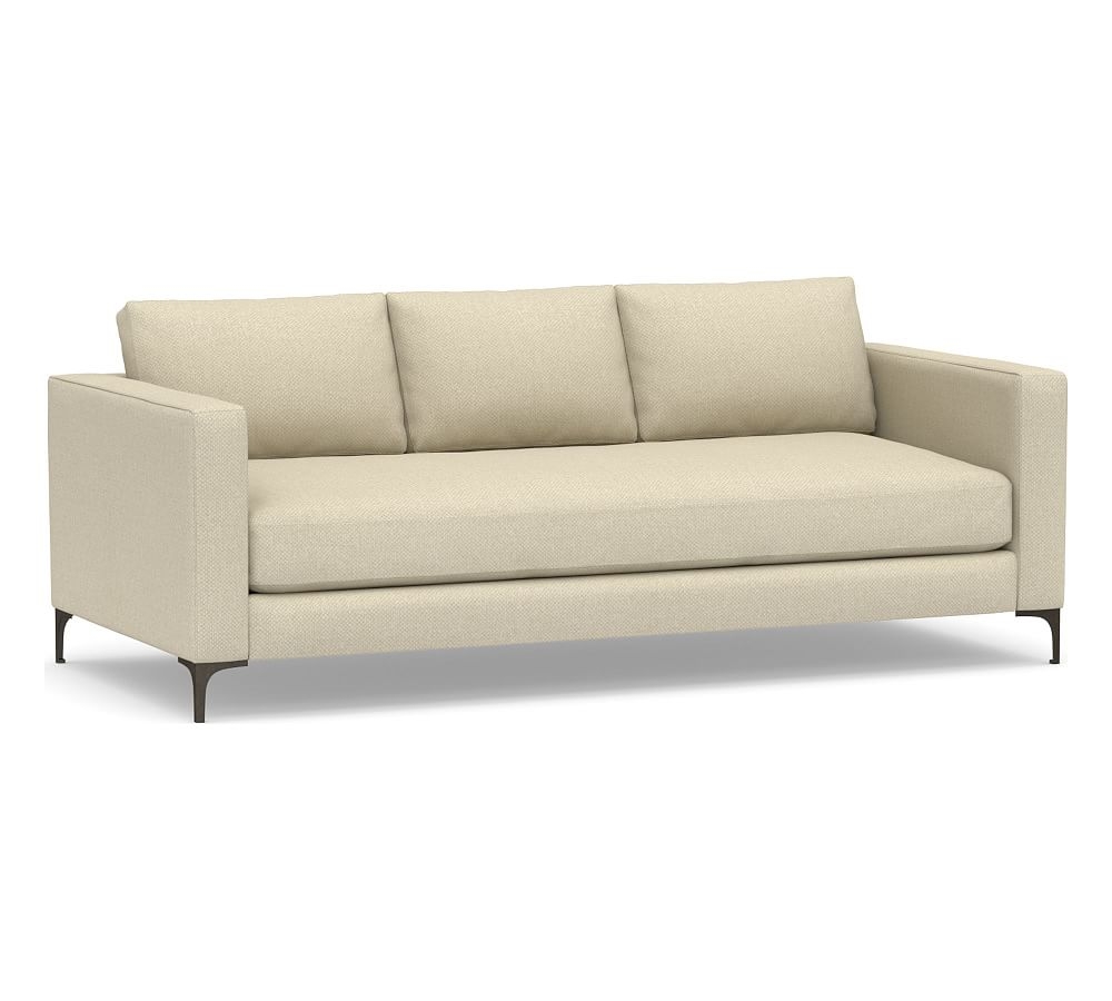 Jake Upholstered Sofa 85", Polyester Wrapped Cushions, Jumbo Basketweave Oatmeal - Image 0