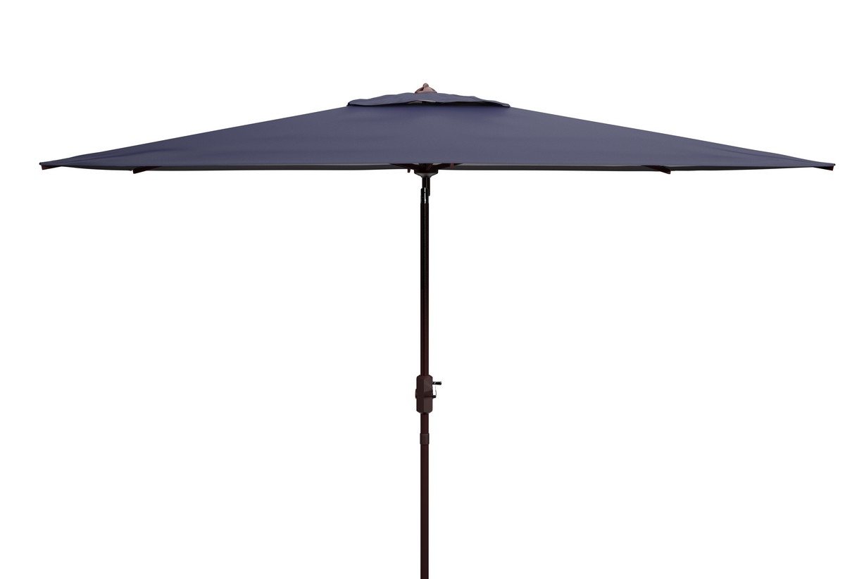 Athens 6.5 x 10 Rectangle Umbrella - Navy/White - Safavieh - Image 0
