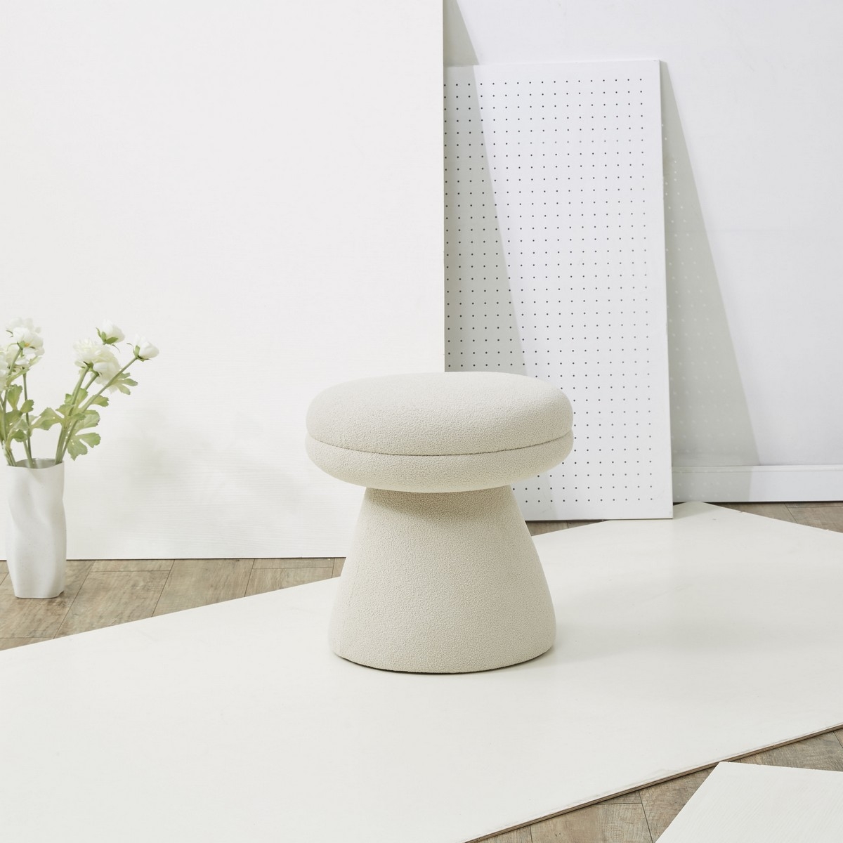 Gisella Boucle Ottoman - Taupe - Image 1