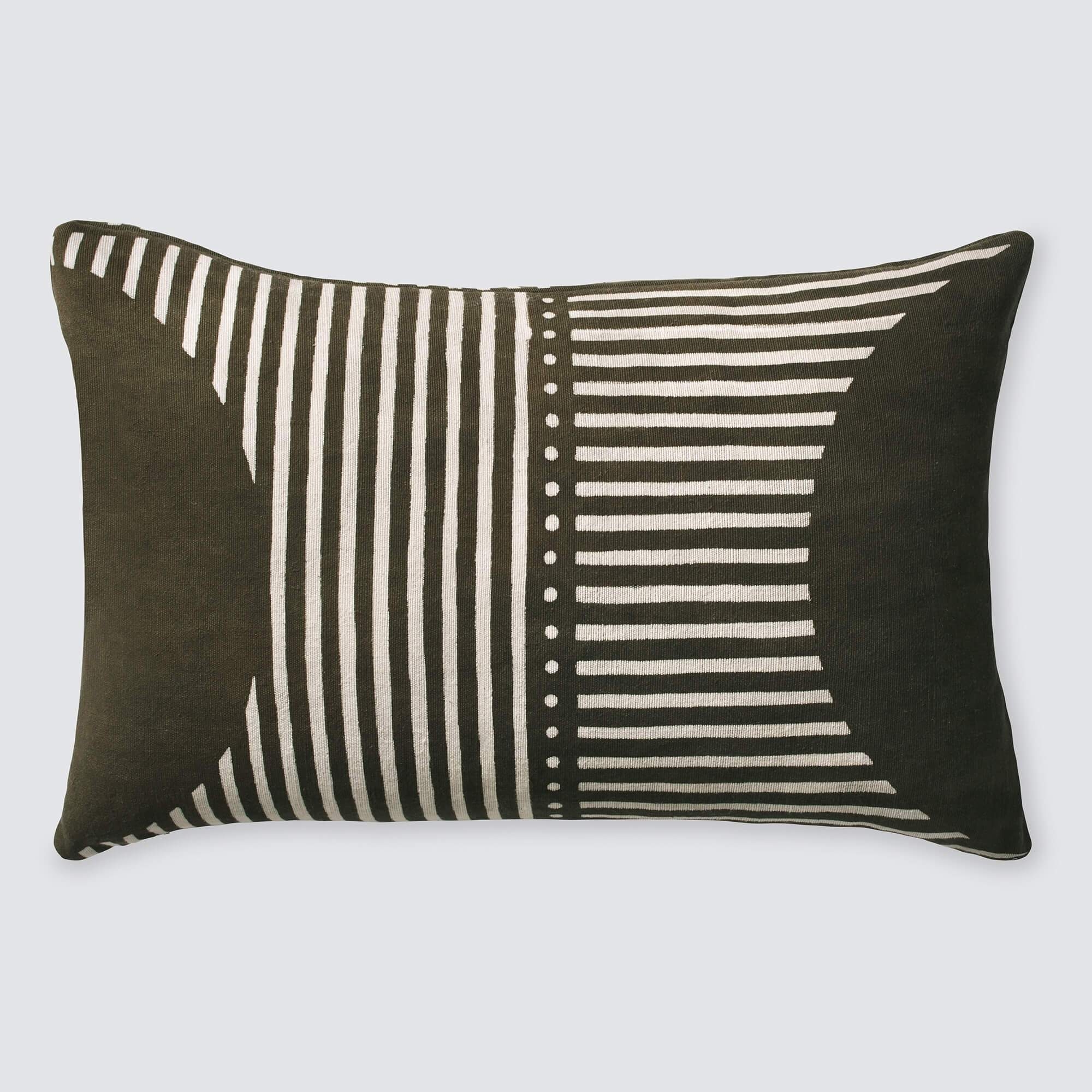 Demi Mud Cloth Lumbar Pillow - Olive By The Citizenry - Image 0