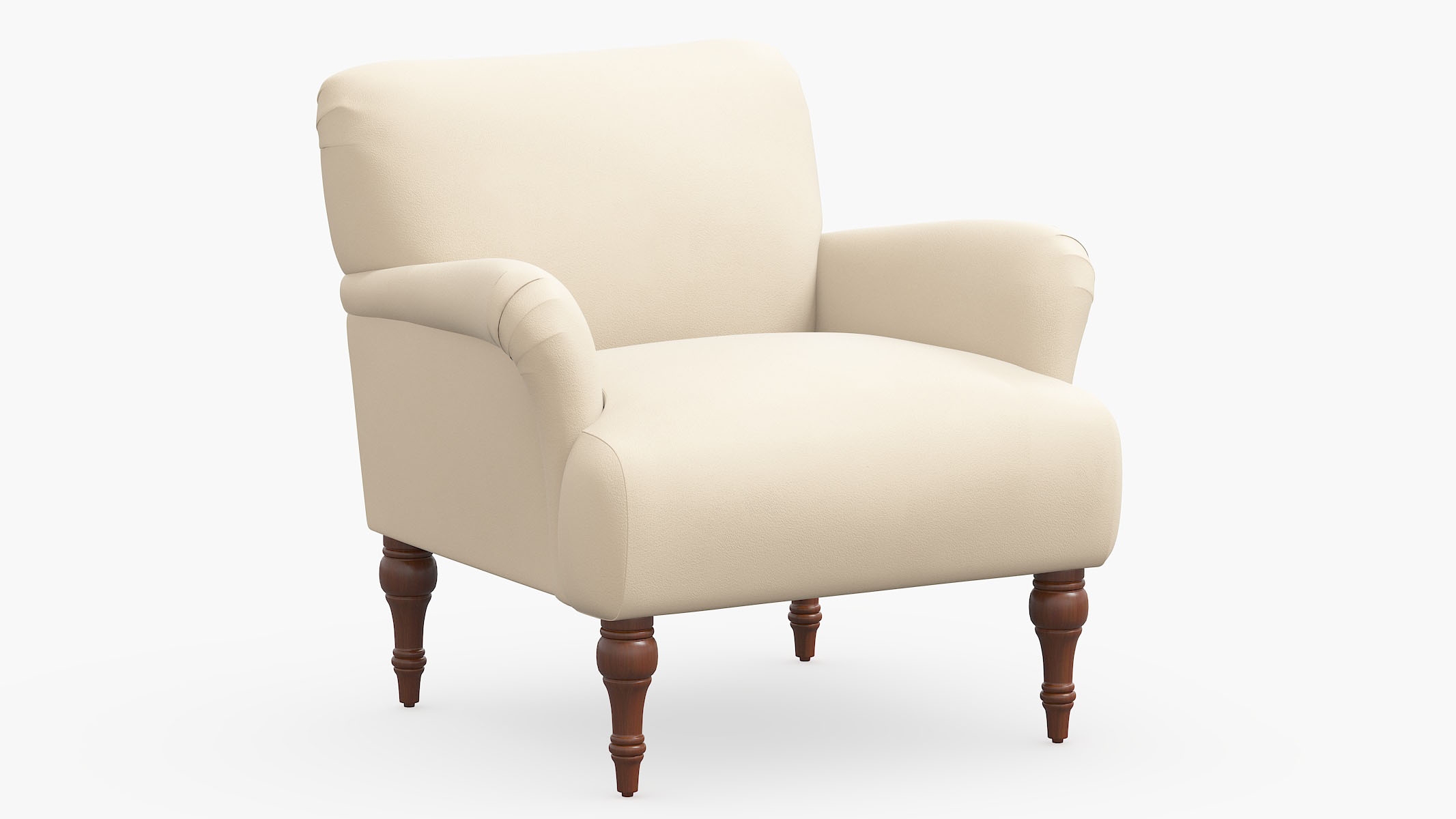 Traditional Accent Chair, Pearl Velvet, Espresso - Image 0