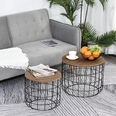 2 Piece Tea Table Set With A Retro Industrial Style, Extra Storage Space Underneath, & Multipurpose Use - Image 0