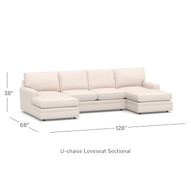 Pearce Square Arm Upholstered U-Chaise Loveseat Sectional, Down Blend Wrapped Cushions, Sunbrella(R) Performance Sahara Weave Mushroom - Image 2