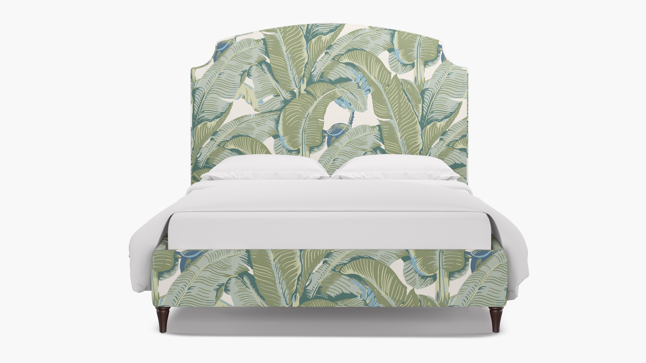 Cove Bed, Pistachio Martinique®, Espresso Decorative Tapered Leg, Queen - Image 0