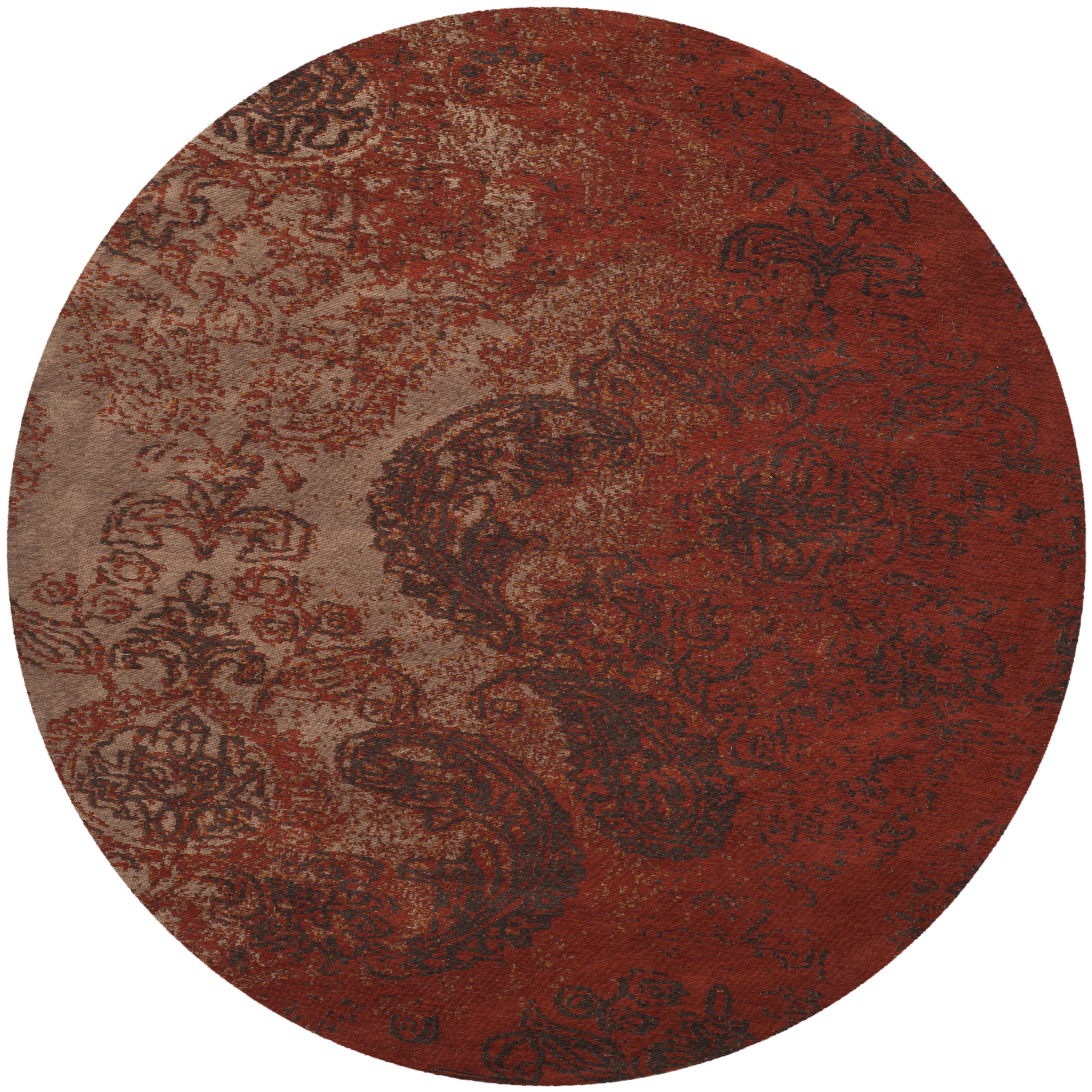 Arlo Home Woven Area Rug, CLV222A, Rust/Brown,  6' X 6' Round - Image 0