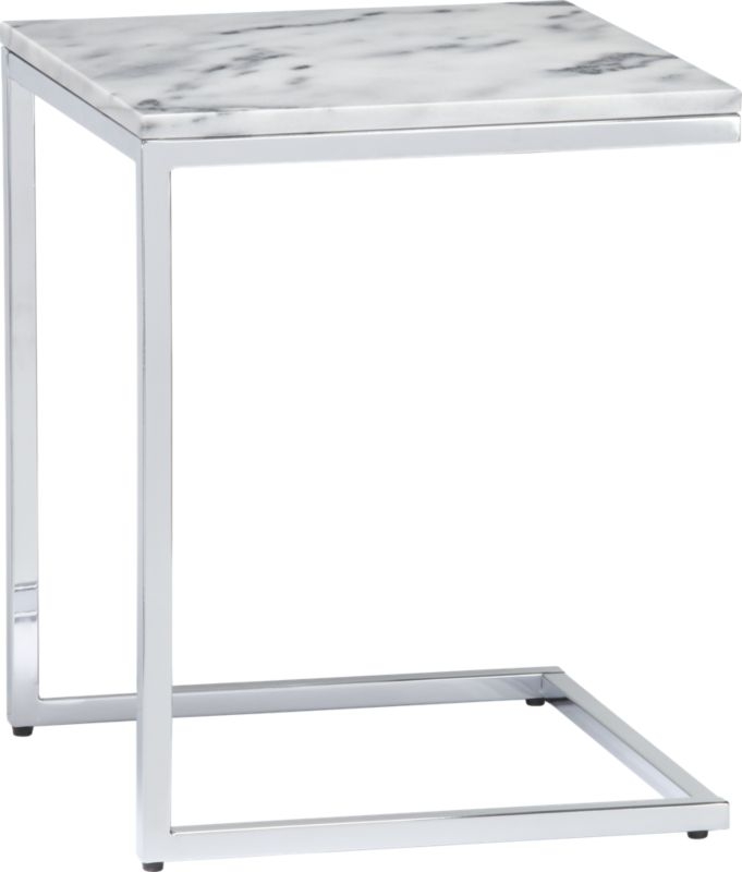 Smart Chrome C Table with White Marble Top - Image 2