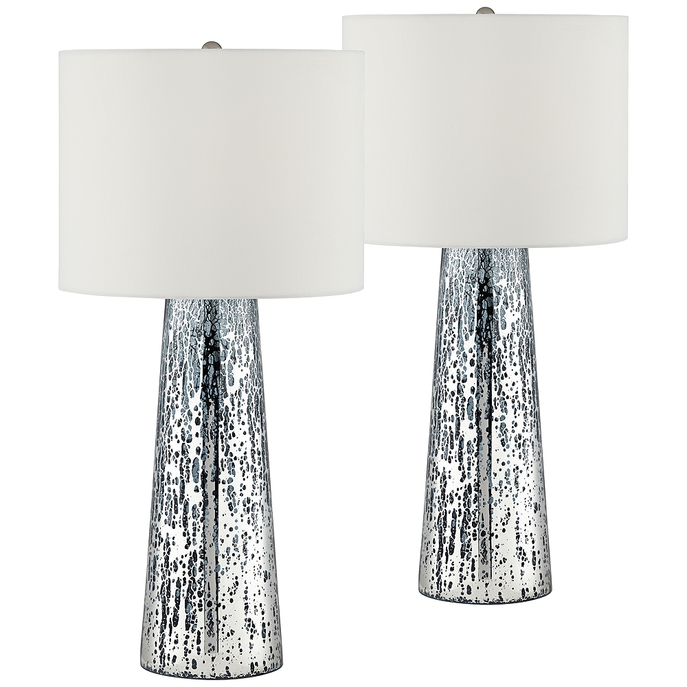 Marcus Tapered Column Mercury Glass Table Lamps - Set of 2 - Style # 40C18 - Image 0