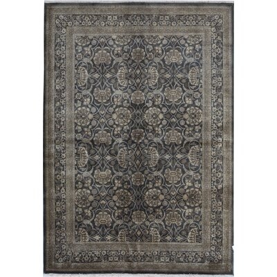 One-of-a-Kind Hand-Knotted Black 6'3" x 9' Wool Area Rug - Image 0