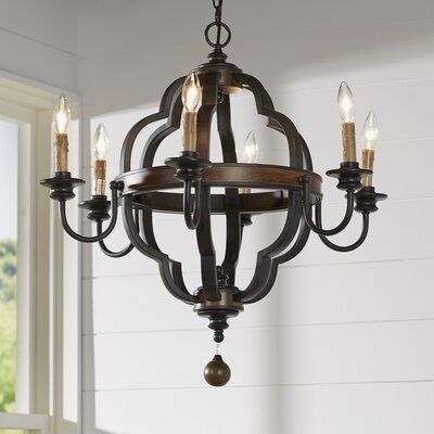 Aadvik 6 - Light Candle Style Classic / Traditional Chandelier with Beaded Accent - Image 0