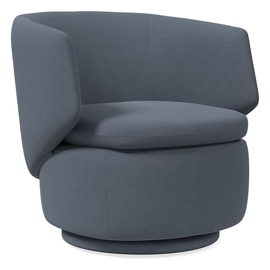 Crescent Swivel Swivel Chair, Performance Velvet, Corn Flower, Concealed Support - Image 0