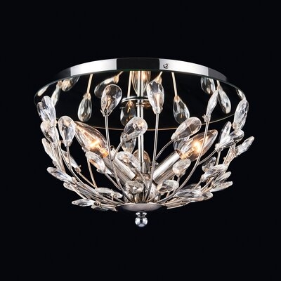3 - Light 13" Unique/Statement Bowl Flush Mount With Crystyal Accents - Image 0
