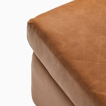 Marin Large Square Ottoman, Down, Vegan Leather, Cinder, Concealed Support - Image 3