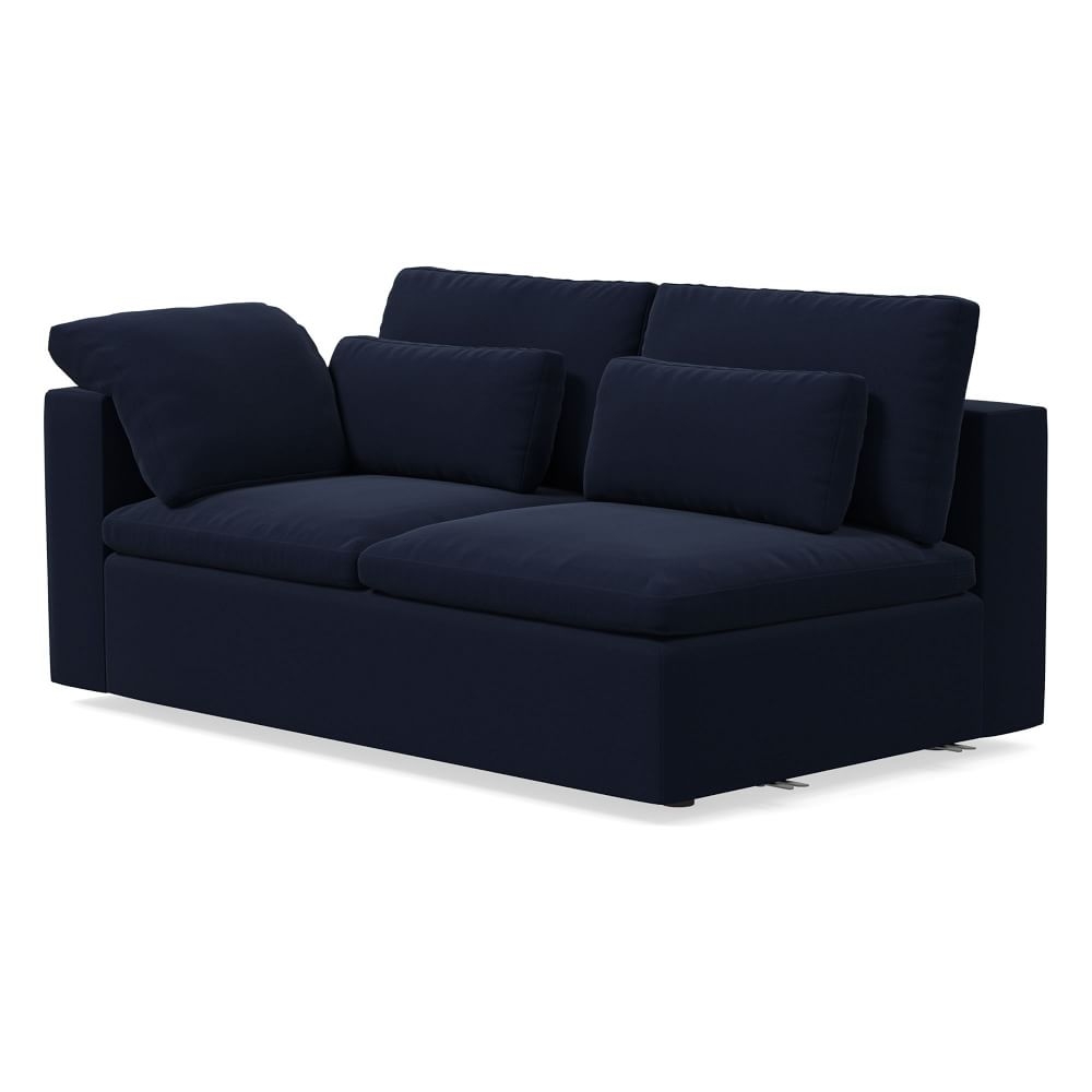 Harmony Modular Left Arm Sofa, Down, Distressed Velvet, Ink Blue, Concealed Supports - Image 0