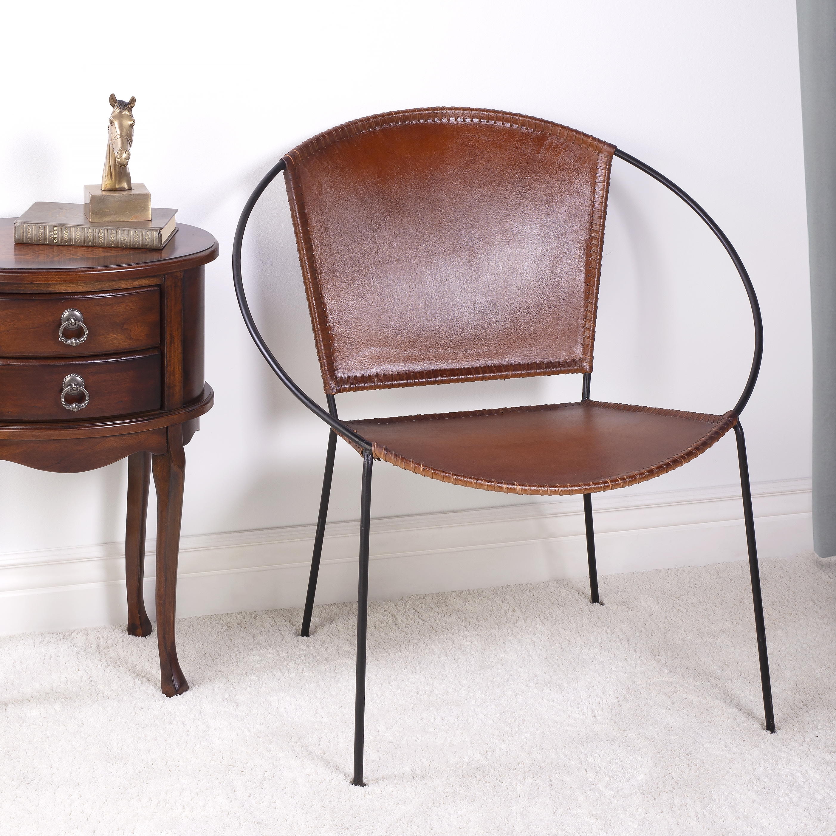 Milo Brown Leather Accent Chair - Image 1