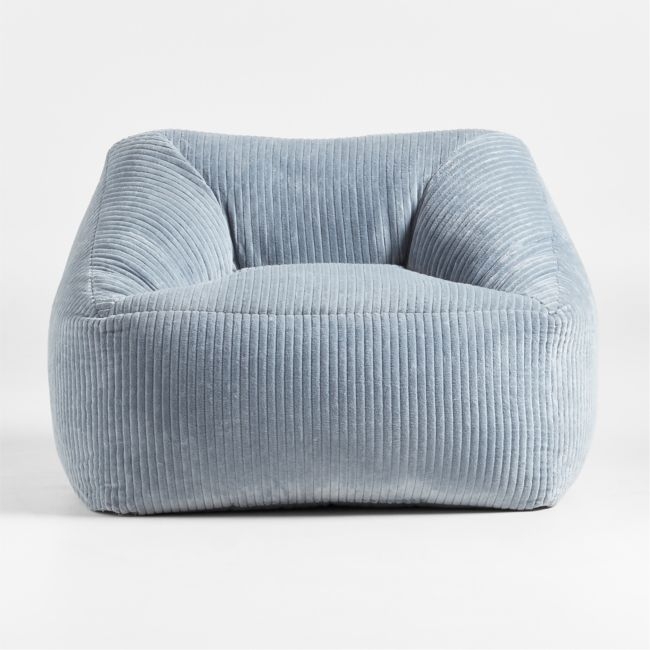 Smoke Blue Velvet Corduroy Kids Lounge Chair - Image 0